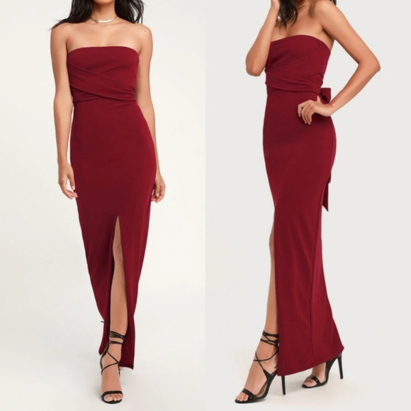 Lulus Dresses & Skirts - Lulu’s Own the Night Wine Red Strapless Maxi Dress